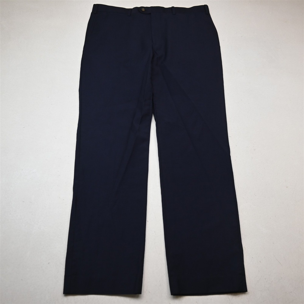 Indochino 35x32 Navy Blue Wool Flat Front Straight Dress Mens Pants